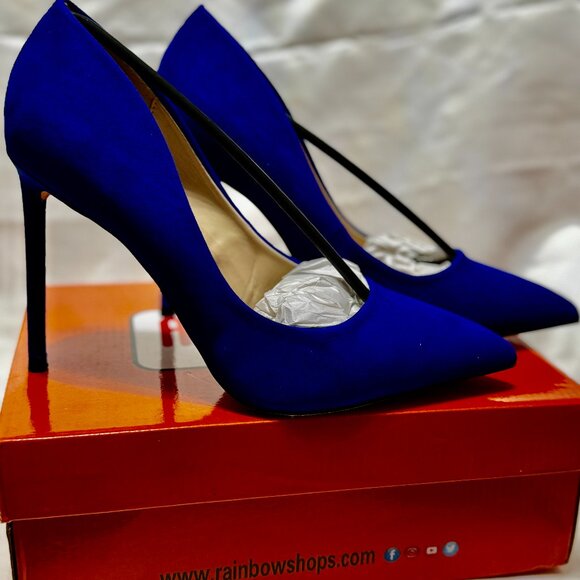 Sophisticated Blue Pointy Toe Suede Pumps! Size 8 4 inch heel. NWOT - Picture 8 of 9